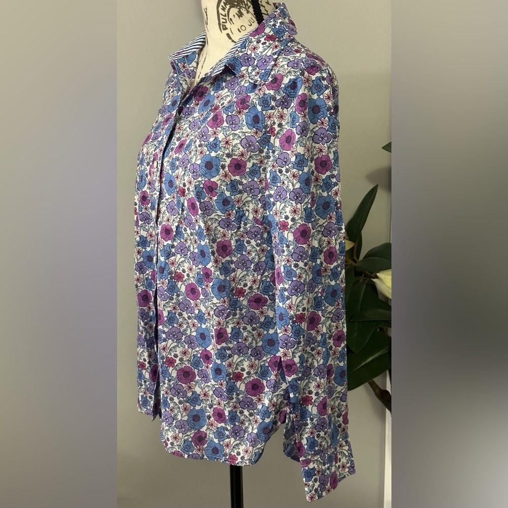 Talbots Purple and Blue Button Down Shirt 💎 - Picture 3 of 13